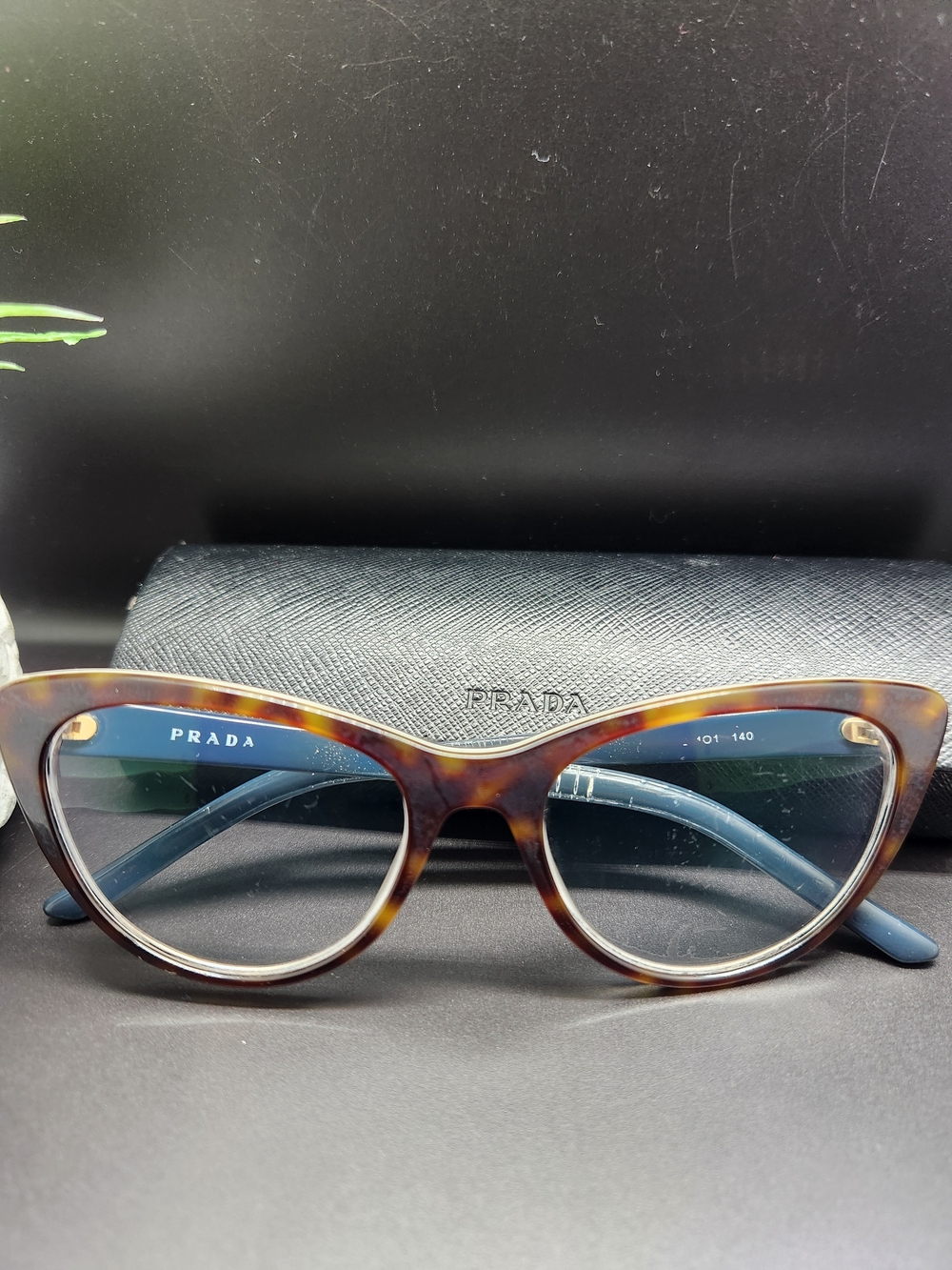 Prada Tortoiseshell Cat-Eye Frames with Blue Temples - Picture 2 of 7